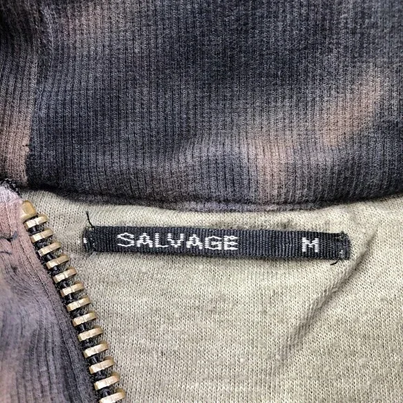 Salvage Jacket Womens Medium Green Biker Full Zip Studded Graphic Grunge Goth - Picture 6 of 10